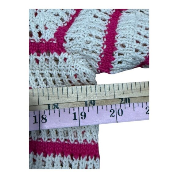 Zara Sweater Womens Medium Striped Button Up Short Sleeve Knit Collared Pullover - Picture 4 of 9